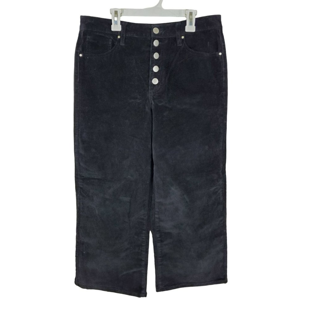 NWT Forever 21 Black Corduroy Button Fly Wide Leg Pants L